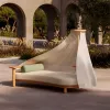 Outdoor Teak Wood Garden Sofa Set with Rope Chaise Lounge Waterproof Modern Design for Villa Park Use High Quality