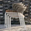 Outdoor Waterproof Rattan Furniture Combination Square Round Metal Table Chair for Villa Courtyard Balcony Garden Park Use