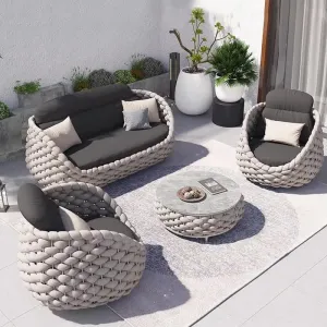 Outdoor Waterproof Rattan Patio Sofa Garden Set Leisure Villa Waterproof and Sunscreen Sofa Furniture
