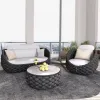 Outdoor Waterproof Rattan Patio Sofa Garden Set Leisure Villa Waterproof and Sunscreen Sofa Furniture