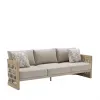 Outdoor Waterproof Sunproof Luxury Sofa Set Patio Garden Terrace Natural Teak Wood Combination of Strapping Ropes and Cushion