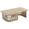 Outdoor Waterproof Sunproof Luxury Sofa Set Patio Garden Terrace Natural Teak Wood Combination of Strapping Ropes and Cushion