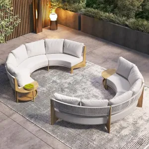 Outdoor Weather Resistant Wood Garden Sofa Set with Modern Design Waterproof Cushions for Villa Courtyard Park Use