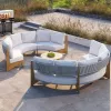 Outdoor Weather Resistant Wood Garden Sofa Set with Modern Design Waterproof Cushions for Villa Courtyard Park Use