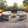 Outdoor Weather Resistant Wood Garden Sofa Set with Modern Design Waterproof Cushions for Villa Courtyard Park Use