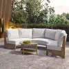 Outdoor Weather Resistant Wood Garden Sofa Set with Modern Design Waterproof Cushions for Villa Courtyard Park Use