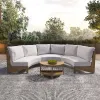Outdoor Weather Resistant Wood Garden Sofa Set with Modern Design Waterproof Cushions for Villa Courtyard Park Use
