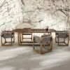 Outdoor Wood Dining Sofa Set Modern Design Rainproof Sunscreen Luxury Armchair Garden Combination
