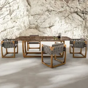 Outdoor Wood Dining Sofa Set Modern Design Rainproof Sunscreen Luxury Armchair Garden Combination