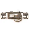 Outdoor Wood Dining Sofa Set Modern Design Rainproof Sunscreen Luxury Armchair Garden Combination