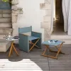 Portable Modern Teak Rocking Stool with Canvas Seat Surface Lightweight Folding Design for Comfortable Outdoor Camping Use
