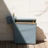 Portable Modern Teak Rocking Stool with Canvas Seat Surface Lightweight Folding Design for Comfortable Outdoor Camping Use