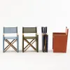 Portable Modern Teak Rocking Stool with Canvas Seat Surface Lightweight Folding Design for Comfortable Outdoor Camping Use