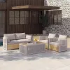 Professional Factory Modern Teak Wood Olifen Rope Woven Weather Resistant Durable Patio Sofa Garden Chair Set Manufacturer Price