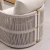 Professional Factory Modern Teak Wood Olifen Rope Woven Weather Resistant Durable Patio Sofa Garden Chair Set Manufacturer Price