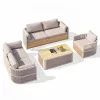 Professional Factory Modern Teak Wood Olifen Rope Woven Weather Resistant Durable Patio Sofa Garden Chair Set Manufacturer Price
