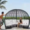 Professional Modern Wood Garden Sunbed Outdoor Furniture for Patio Beach Park Hotel Use-Durable Lounge Sofa Bed