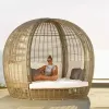 Professional Modern Wood Garden Sunbed Outdoor Furniture for Patio Beach Park Hotel Use-Durable Lounge Sofa Bed