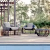 Rattan Three-piece Sofa Set Small Table Chair-Waterproof Eco-Friendly Outdoor Furniture Villa Hotel Courtyard Park Use High