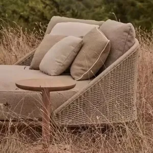 Retro Classic Wood Sofa Teak Couch Patio Modern Outdoor Garden Furniture Open-Air Waterproof Seating Comfortable Sofa