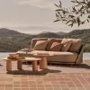 Retro Classic Wood Sofa Teak Couch Patio Modern Outdoor Garden Furniture Open-Air Waterproof Seating Comfortable Sofa