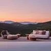 Retro Classic Wood Sofa Teak Couch Patio Modern Outdoor Garden Furniture Open-Air Waterproof Seating Comfortable Sofa