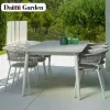 Simple Modern Wood Woven Waterproof Durable Outdoor Dining Table Chair Set Customized Service for Courtyard Villa Hotel