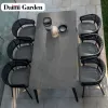 Simple Modern Wood Woven Waterproof Durable Outdoor Dining Table Chair Set Customized Service for Courtyard Villa Hotel