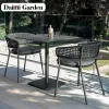Simple Modern Wood Woven Waterproof Durable Outdoor Dining Table Chair Set Customized Service for Courtyard Villa Hotel