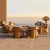 Sleek Portable Teak Modern Outdoor Sofa Set Waterproof Cushions Eco-Friendly Comfortable Design for Hotel Garden Apartment Park