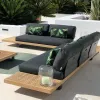 Solid Teak Wood Outdoor Furniture Aluminum Alloy Frame Waterproof Patio Sectional Seat Cushions Sofa Set for Hotel Apartment Use