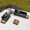 Solid Teak Wood Outdoor Furniture Aluminum Alloy Frame Waterproof Patio Sectional Seat Cushions Sofa Set for Hotel Apartment Use