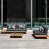 Solid Teak Wood Outdoor Furniture Aluminum Alloy Frame Waterproof Patio Sectional Seat Cushions Sofa Set for Hotel Apartment Use