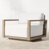 Solid Teak Wood Outdoor Garden Furniture Simple Design Woven Sofa Set with Comfortable Cushion Home Hotel Villas Park