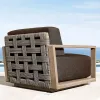 Solid Teak Wood Outdoor Garden Furniture Simple Design Woven Sofa Set with Comfortable Cushion Home Hotel Villas Park