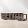 Solid Teak Wood Outdoor Garden Furniture Simple Design Woven Sofa Set with Comfortable Cushion Home Hotel Villas Park