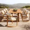 Solid Wood Dining Outdoor Table Chair Set Waterproof Sunscreen Anti-Corrosion Modern Furniture for Balcony Terrace Courtyard