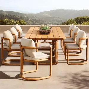 Solid Wood Dining Outdoor Table Chair Set Waterproof Sunscreen Anti-Corrosion Modern Furniture for Balcony Terrace Courtyard