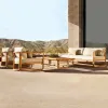 Solid Wood Dining Outdoor Table Chair Set Waterproof Sunscreen Anti-Corrosion Modern Furniture for Balcony Terrace Courtyard