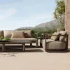 Solid Wood Dining Outdoor Table Chair Set Waterproof Sunscreen Anti-Corrosion Modern Furniture for Balcony Terrace Courtyard