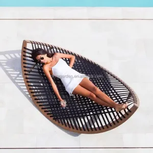 Stylish Portable Villa Patio Daybed Hotel Beach Garden Modern Teak Sunbed Outdoor Furniture Chaise Lounge Sun Lounger Swimming
