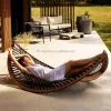 Stylish Portable Villa Patio Daybed Hotel Beach Garden Modern Teak Sunbed Outdoor Furniture Chaise Lounge Sun Lounger Swimming