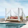 Teak Wood Garden Sofa Set with Canopy Bed-Modern Design for Hotel Courtyard Park Use-Outdoor Leisure Furniture