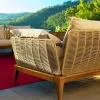 Teak Wood Garden Sofa Set with Canopy Bed-Modern Design for Hotel Courtyard Park Use-Outdoor Leisure Furniture