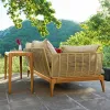 Teak Wood Garden Sofa Set with Canopy Bed-Modern Design for Hotel Courtyard Park Use-Outdoor Leisure Furniture