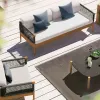 Teak Wood Modern Outdoor Furniture Aluminum Alloy Frame Courtyard Hotel Apartment Patio Sectional Seat Sofa Set