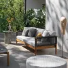 Teak Wood Modern Outdoor Furniture Aluminum Alloy Frame Courtyard Hotel Apartment Patio Sectional Seat Sofa Set