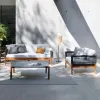 Teak Wood Modern Outdoor Furniture Aluminum Alloy Frame Courtyard Hotel Apartment Patio Sectional Seat Sofa Set