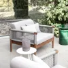 Teak Wood Modern Outdoor Furniture Aluminum Alloy Frame Courtyard Hotel Apartment Patio Sectional Seat Sofa Set
