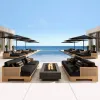 Teak Wood Outdoor Garden Sofa Set with Armchair-Eco-Friendly Modern Design for Villa Courtyard Use